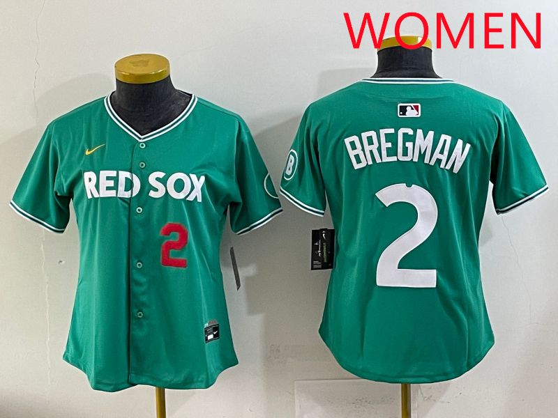 Women 2025 Boston Red Sox #2 Bregman Dark Green Joint Name Nike MLB Jersey style 4->women mlb jersey->Women Jersey